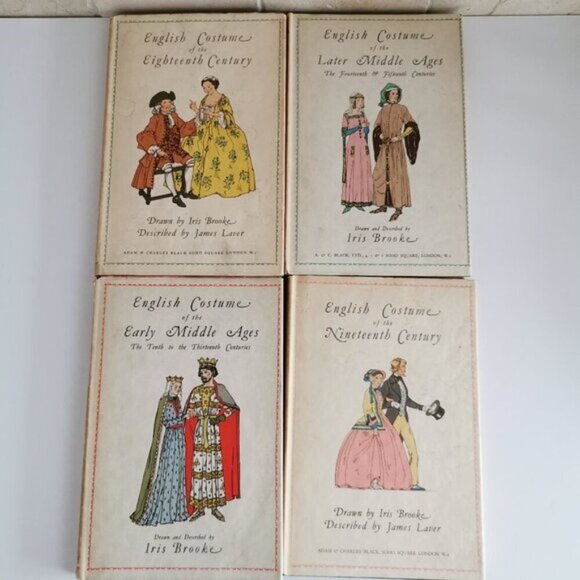 Set of 4 English Costumes in History Books Vintage 1950s Play Designers Fashion - Picture 2 of 8